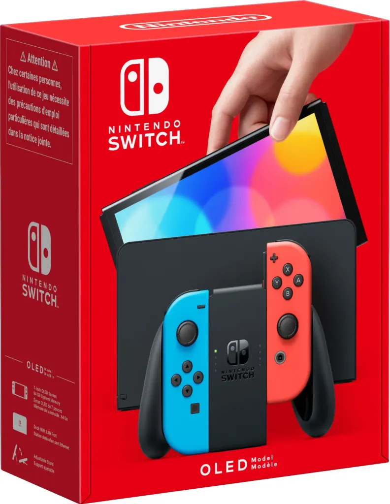 Nintendo Switch OLED - Neon Rød & Blå