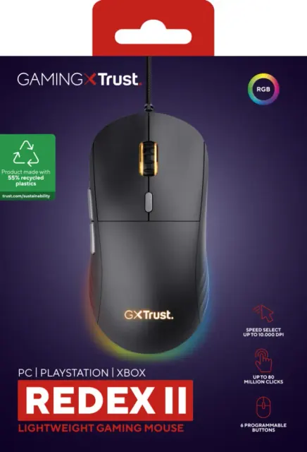 Trust GXT 925 Redex II Lightweight Gaming Mus - Svart